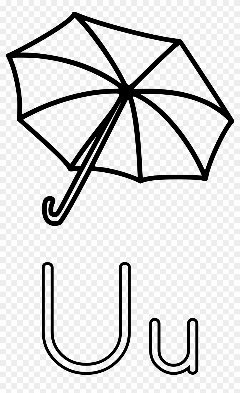 Letter U Clip Art Black And - Rain Umbrella Coloring Page #1057980