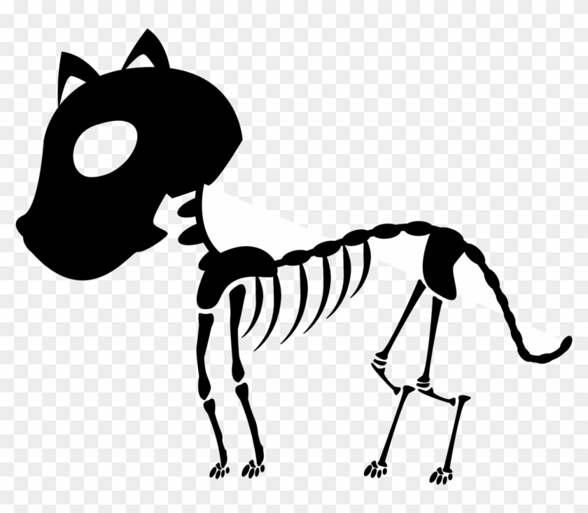 Free Skeleton Clipart Black And White Images Free Download - Skeleton Cat Png #1058314