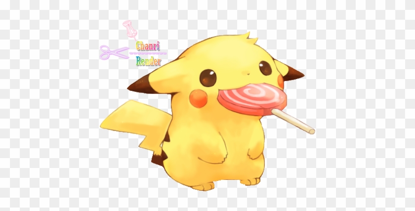 Pikachu Clipart Kawai - Pikachu Eating A Lollipop #1058399