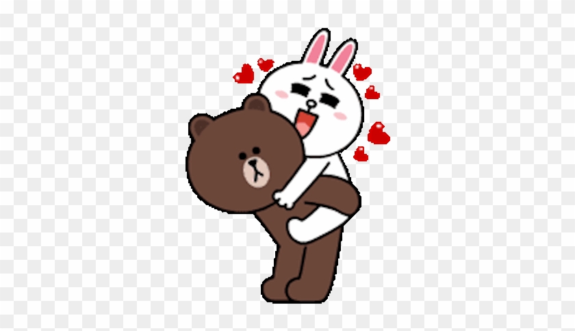 Bear And Rabbit Couple Animated Messages Sticker-11 - Sticker Brown And Cony #1058449