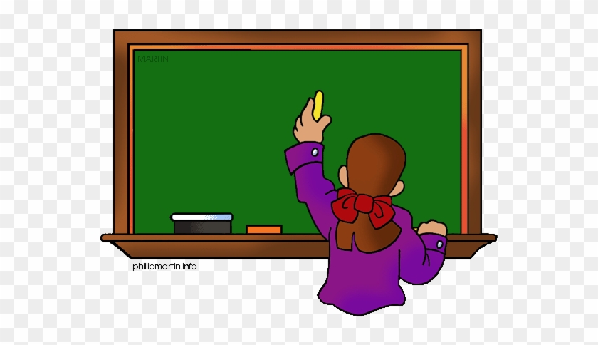 Clipart Animated Teacher Writing On The Board With - Writing On Chalkboard Clipart #1058583