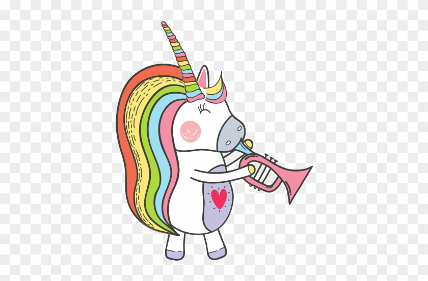 Beautiful Unicorn Play Trumpet Instrument - Trumpet #1058657