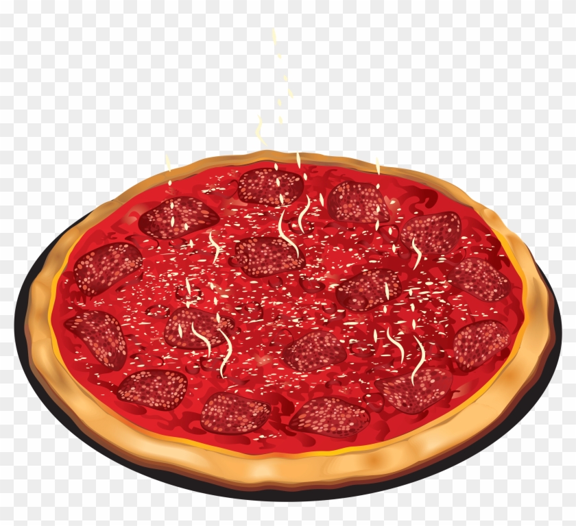 Pizza With Tomato And Salami Png Clipart - Clip Art #1058839