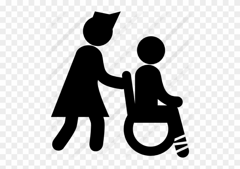 Nurse Behind A Wheels Chair Carrying A Child With Broken - Enfermera Icono Png #1059083