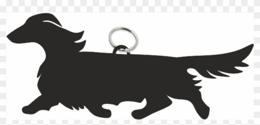 Dachshund Long Haired Key Ring Fob - Long Haired Dachshund Silhouette #1059239