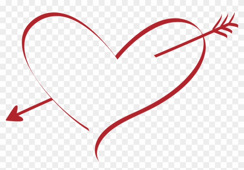 Wedding, Heart Love Wedding Amor Arrow Red Pierced - Cupid Arrow Heart Png #1059338