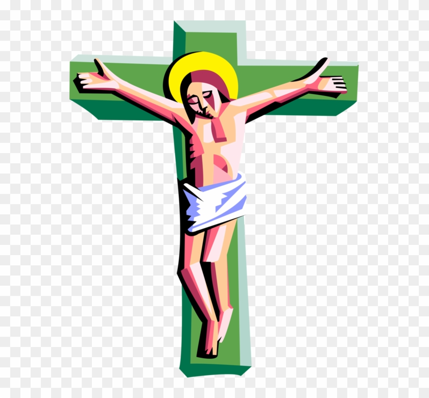 Vector Illustration Of Christian Crucifixion With Jesus - Jesus Christ On The Cross Clip Art #1059691