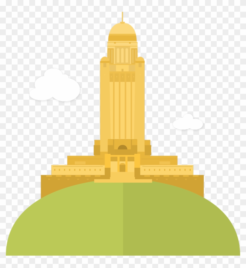 The Majestic Nebraska State Capitol Sits Atop A Grassy - Nebraska Interactive Llc #1061192