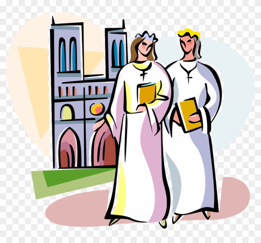 Vector Illustration Of Roman Catholic Girls In France - Vector Illustration Of Roman Catholic Girls In France #1061580
