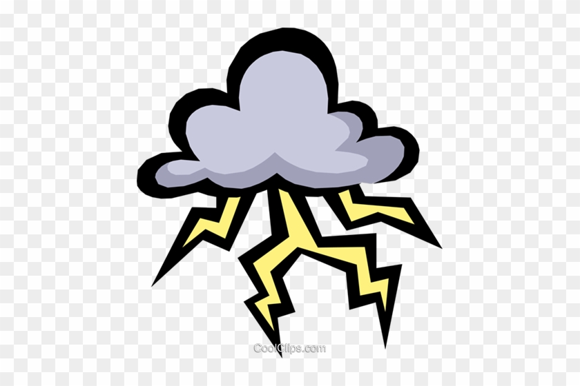 Storm Clouds Royalty Free Vector Clip Art Illustration - Cartoon Thunder And Lightning #1061658