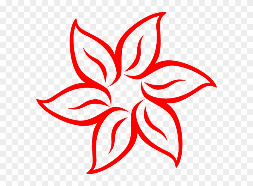 Red Flower Clipart Flower Line - Flower Clipart Black And White #1061776