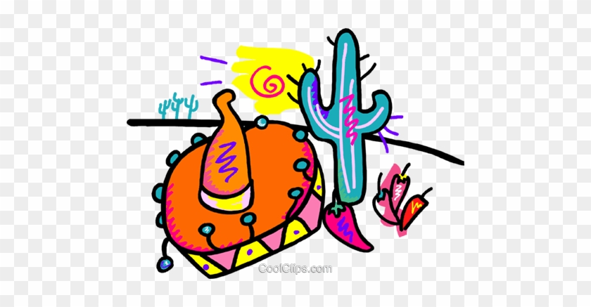 Sombrero, Nopal Y Chile Libres De Derechos Ilustraciones - Happy 50th Birthday Mexican Theme #1061806