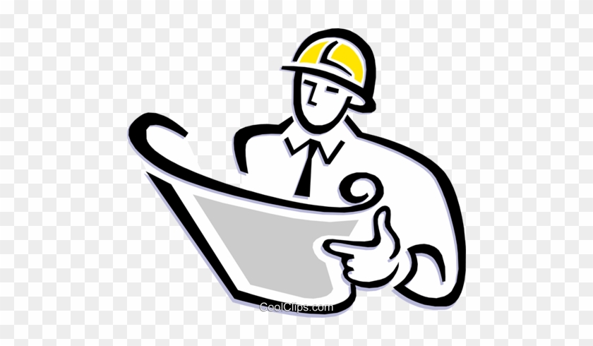 Contractor Reading Plans Royalty Free Vector Clip Art - General Contractor #1061878