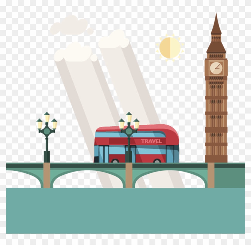 London Flat Design Illustration - Illustration #1062620