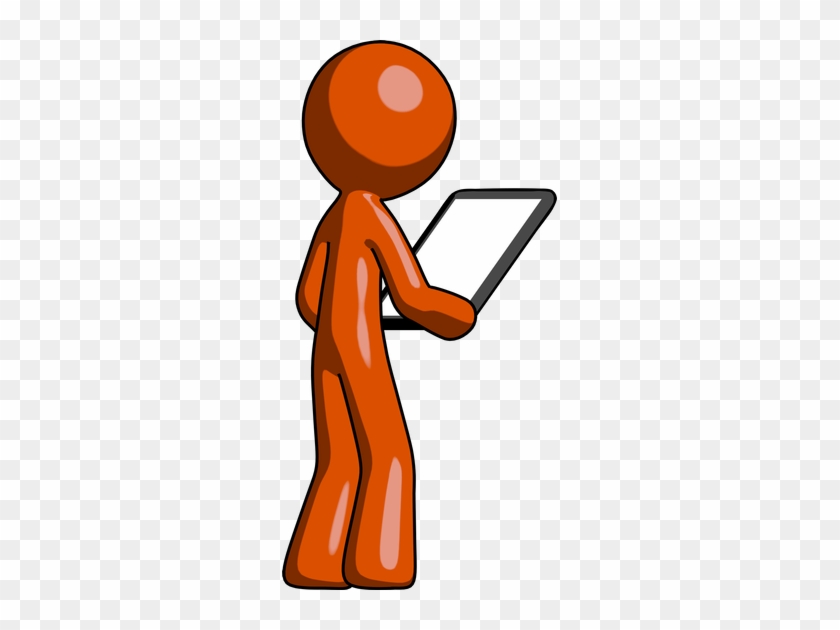 Mascot Man Looking At Tablet Device Computer - Photography #1062649