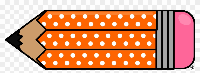Polka Dot Pencil Clipart - Orange Pencil Clip Art #1062785