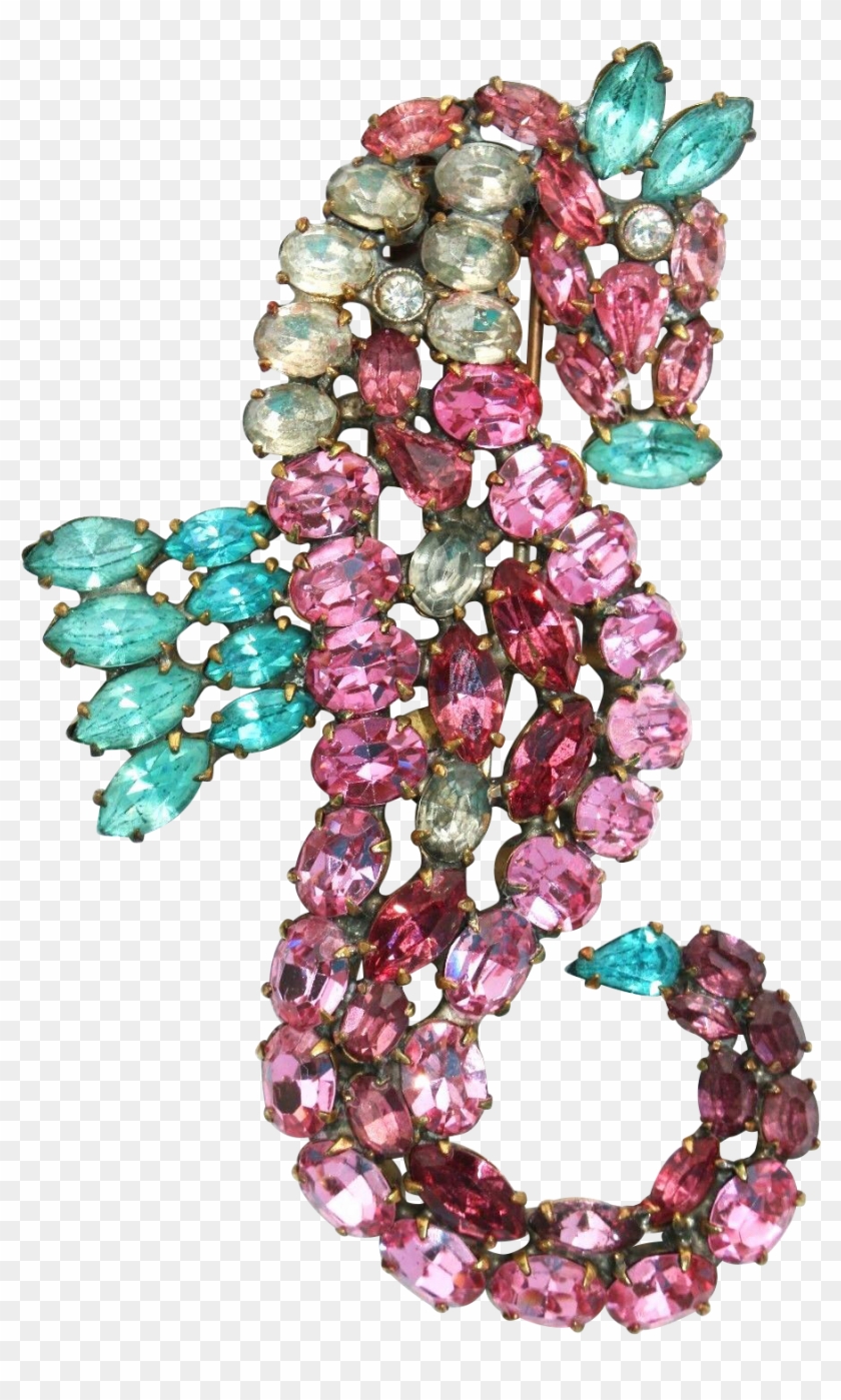 Rare Hc Hattie Carnegie 1940's Pink, Aqua, And Clear - Jewellery #1063190