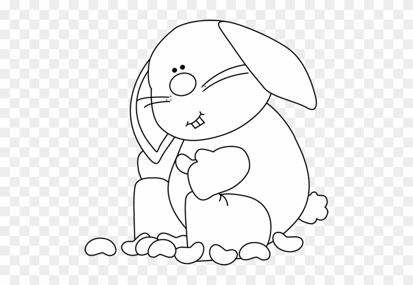 Black And White Bunny Eating Jelly Beans Clip Art - Easter #1063764