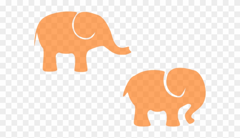 Two Orange Elephants Clip Art - Elephant Silhouette Clip Art #182507