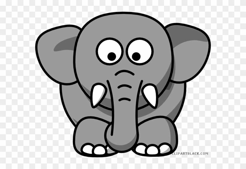 Gray Elephant Animal Free Black White Clipart Images - Elephant Drawing Cartoon #182531