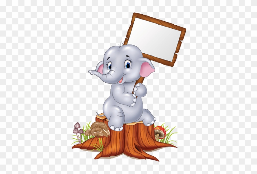 Baby Blue Elephant Holding Poster - Cute Baby Elephant Holding Sign #182640