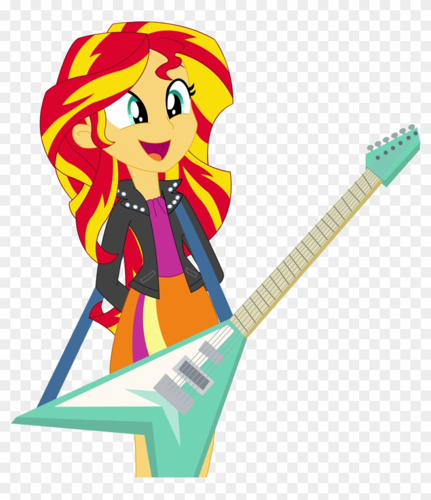 Sixstrings Shimmer By Sketchmcreations Vector - Rainbow Rocks Sunset Shimmer With Guitar #183066
