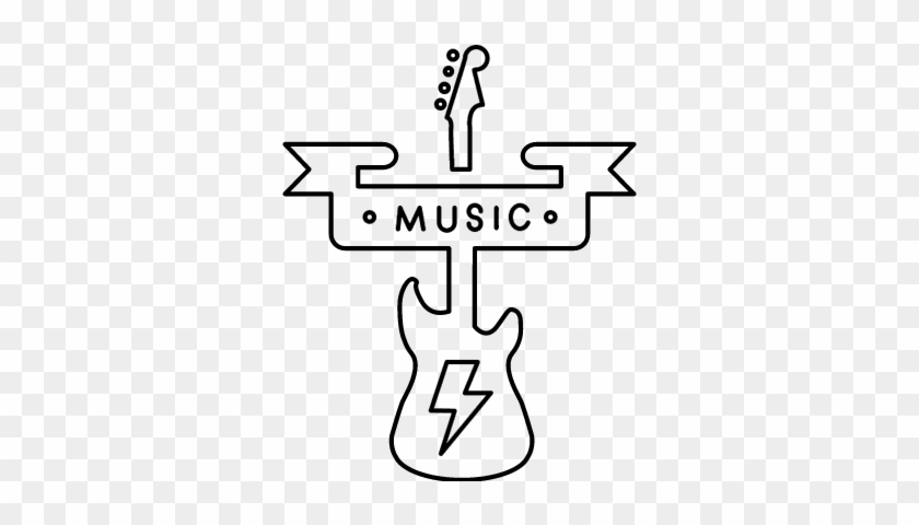 Music Banner And A Guitar Silhouette Vector - Music #183300