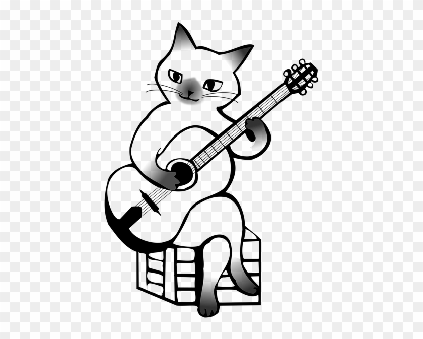 Cat Playing A Guitar Coloring Page - Musical Instruments #183447