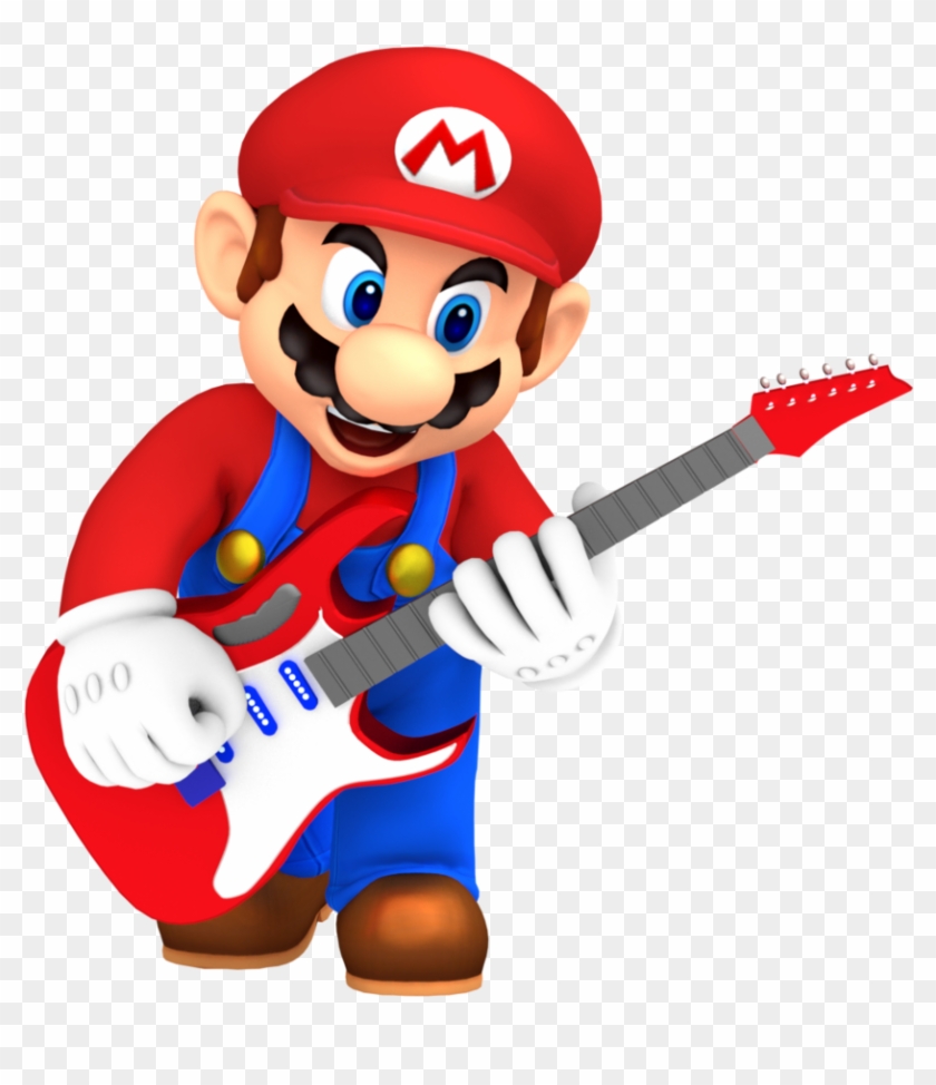 Mario Playing Electric Guitar By Nintega-dario - Mario Guitar Png #183495