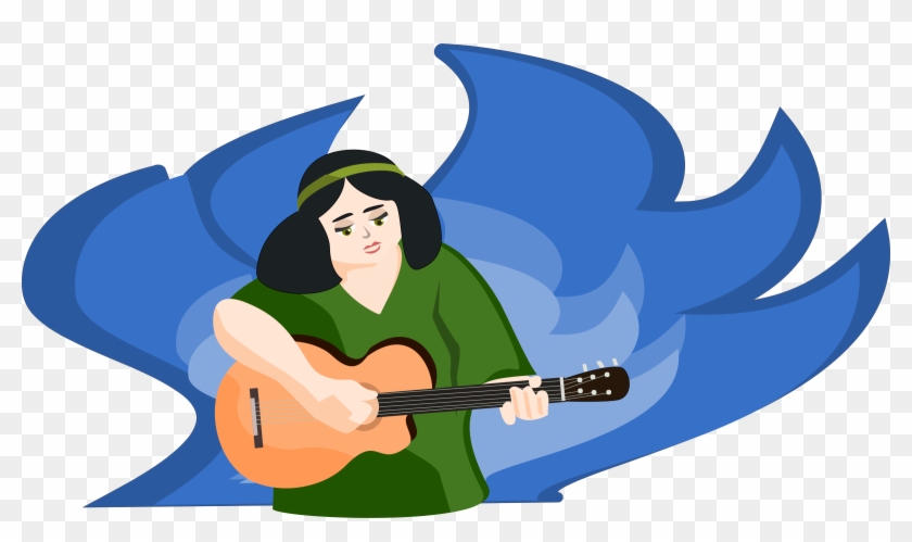 Bard Woman Playing Gitar - Clip Art #183508