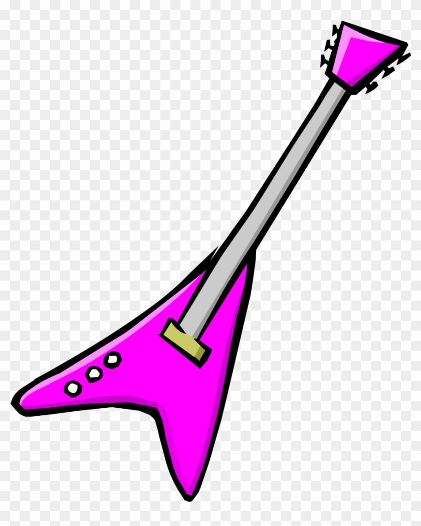 Pink Electric Guitar Clipart - Club Penguin Electric Guitar #183532
