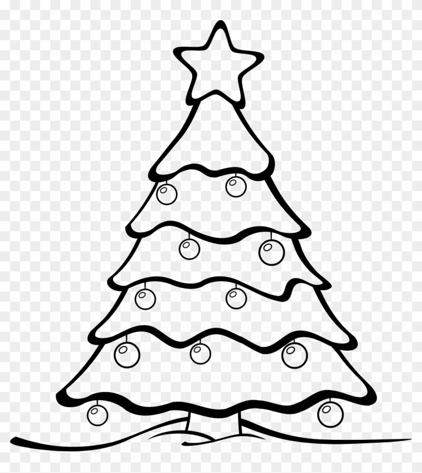 Christmas Star Clip Art Black And White Black And White - Merry Christmas Tree Drawing #183673