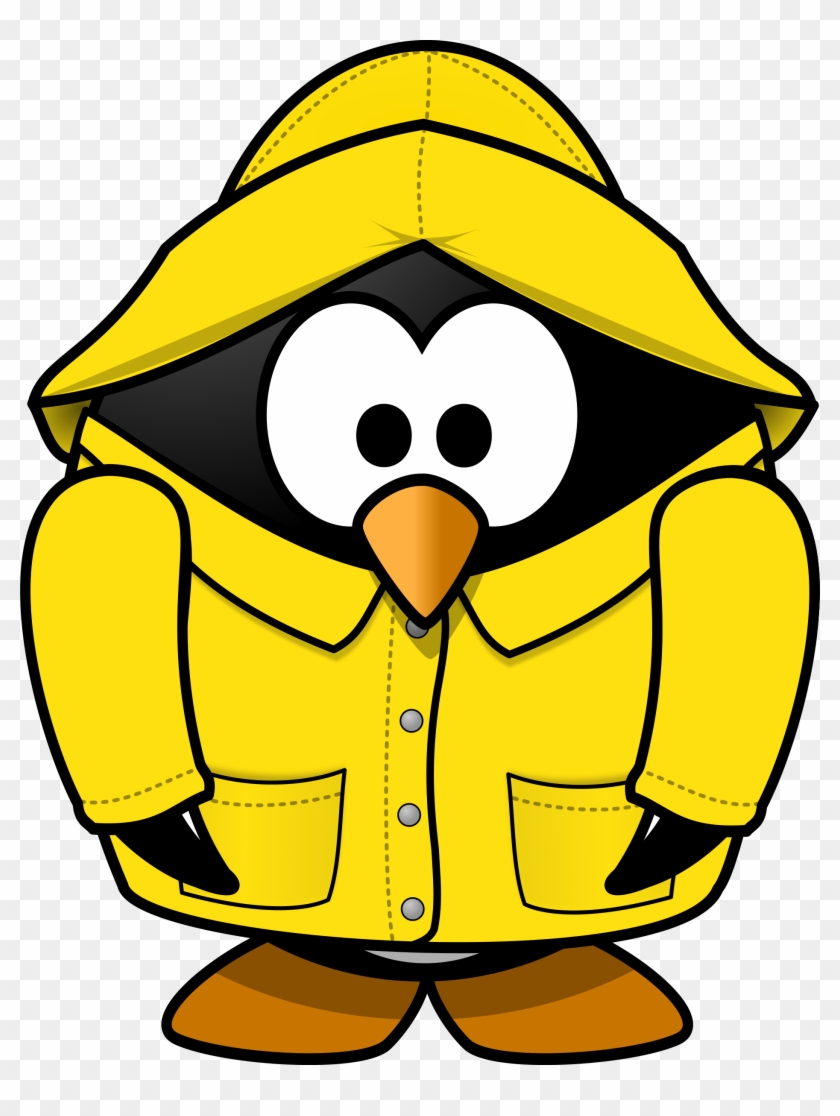 Clip Art Wet Bird Clipart Penguin In The Rain - Raincoat Clipart #184017