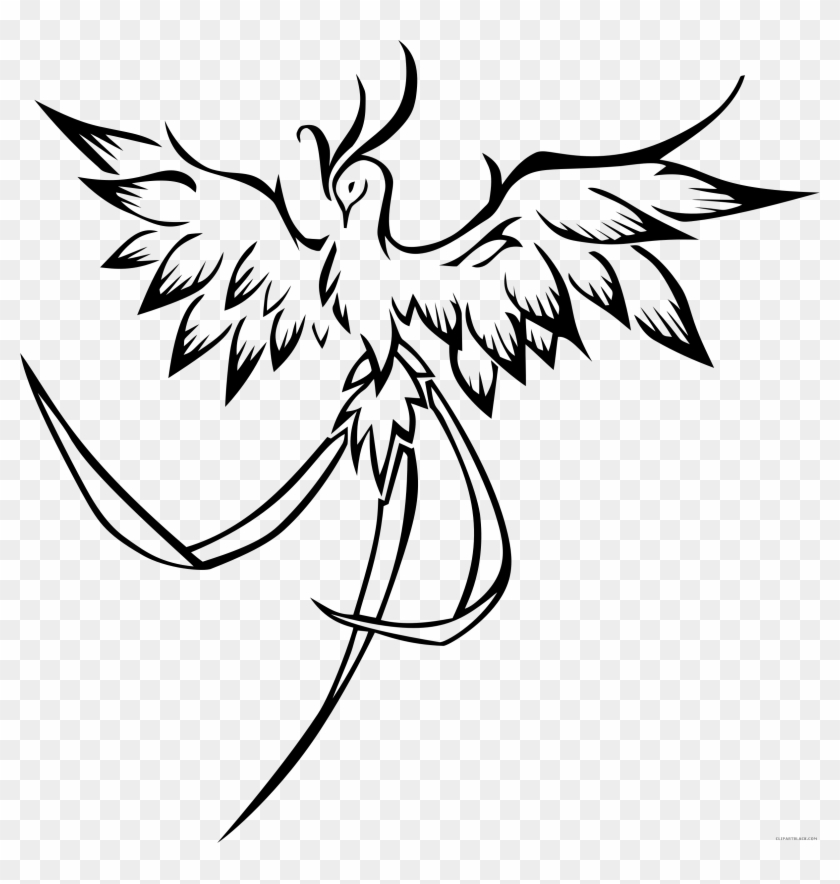 Clipart - Phoenix Bird Line Art #184084