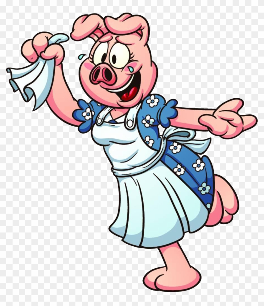 Cartoon Domestic Pig Clip Art - Girl Cartoon Pig #184457