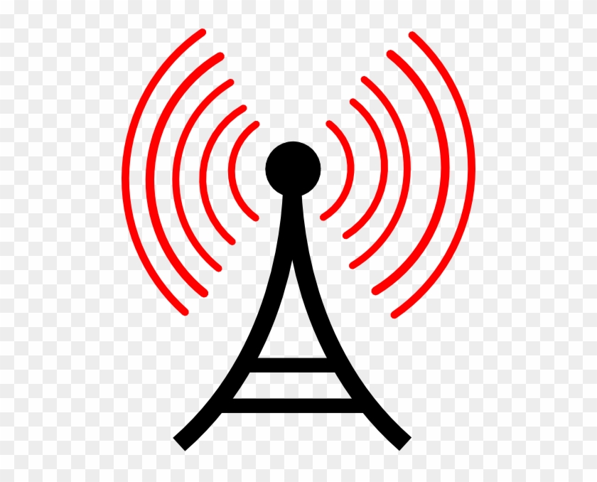 Radio Antenna Red Waves Clip Art At Clkercom Vector - Telecommunications Tower #184486