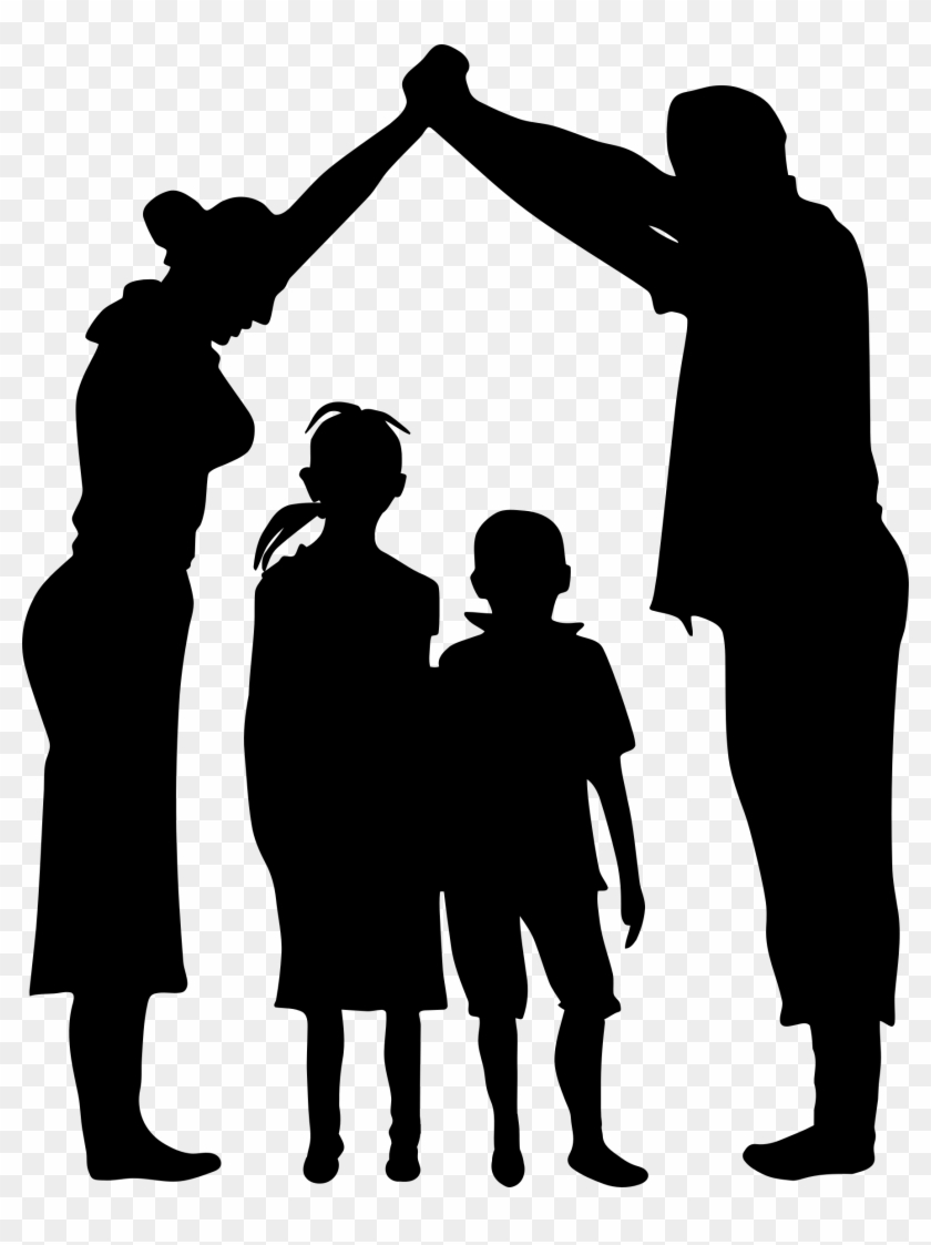 Shelter Minus Ground Silhouette - Family Silhouette Png #184597
