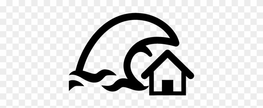 Tsunami Insurance Symbol Of A Home And A Big Ocean - Tsunami Symbol #184670