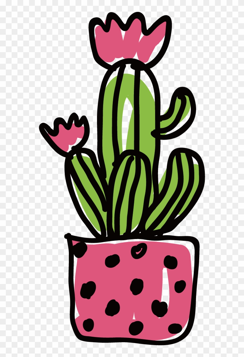 Vector Cactus Flower Illustration - Art Print: Allen's Cacti B, 13x13in. #185007