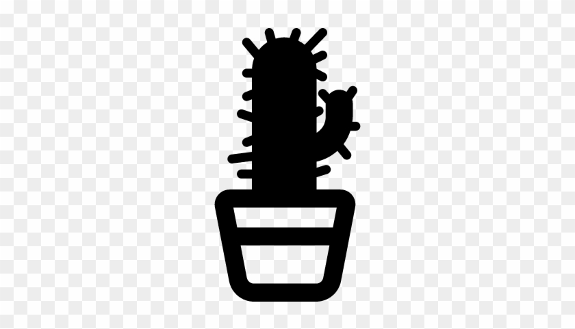 Cactus In A Pot Vector - Cactus Silhouette Pot #185043