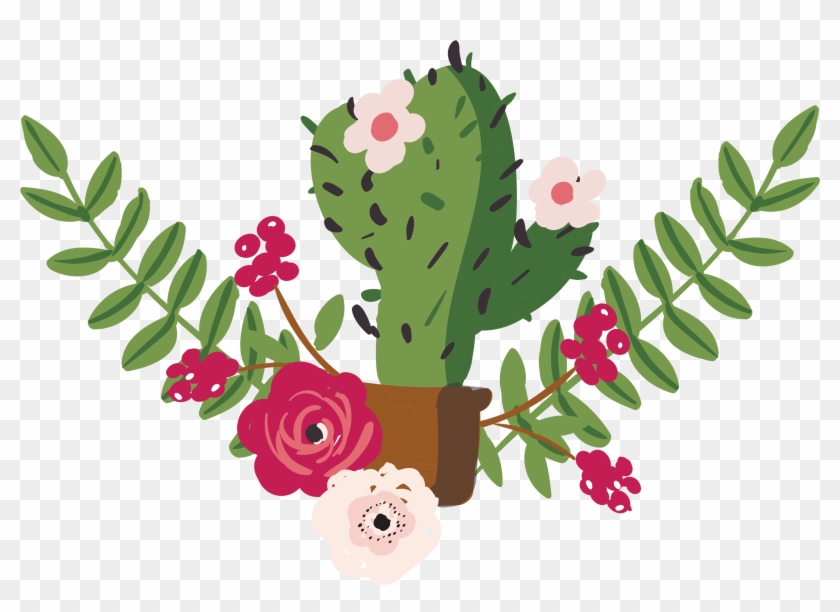 Drawing Cactaceae Painting - Cactus & Rose #185169