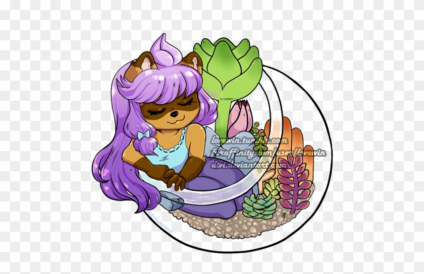 Choko And Succulent Terrarium Charm By Divi - Cartoon #185177