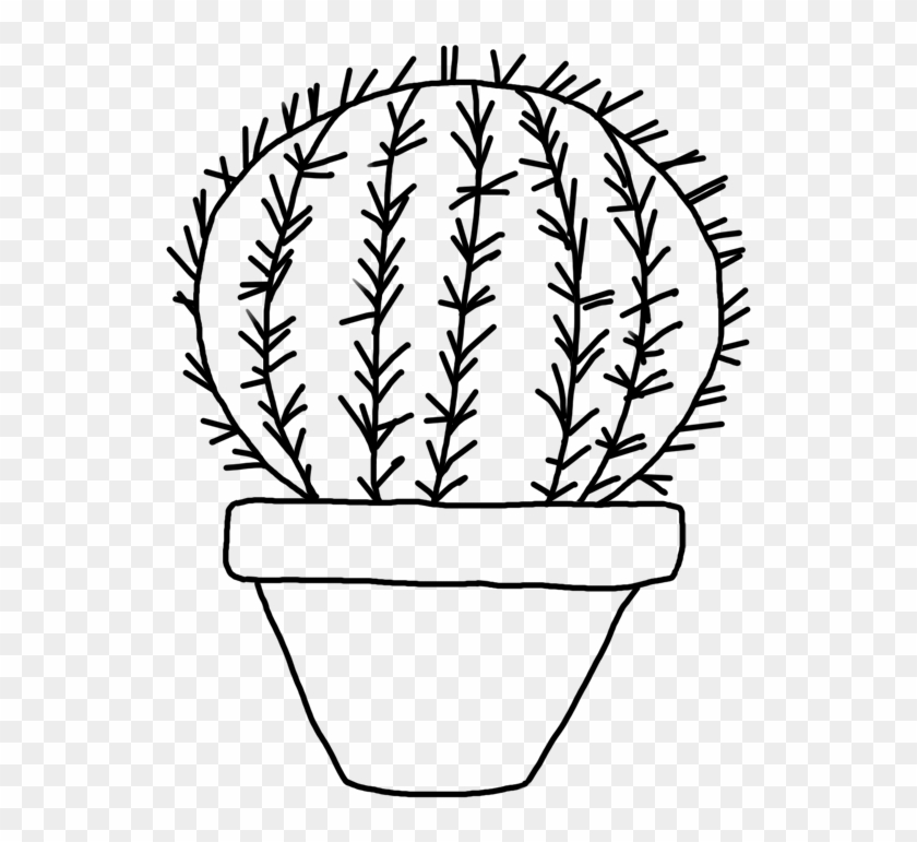 Globular Cactus Line Draw - Drawing #185247