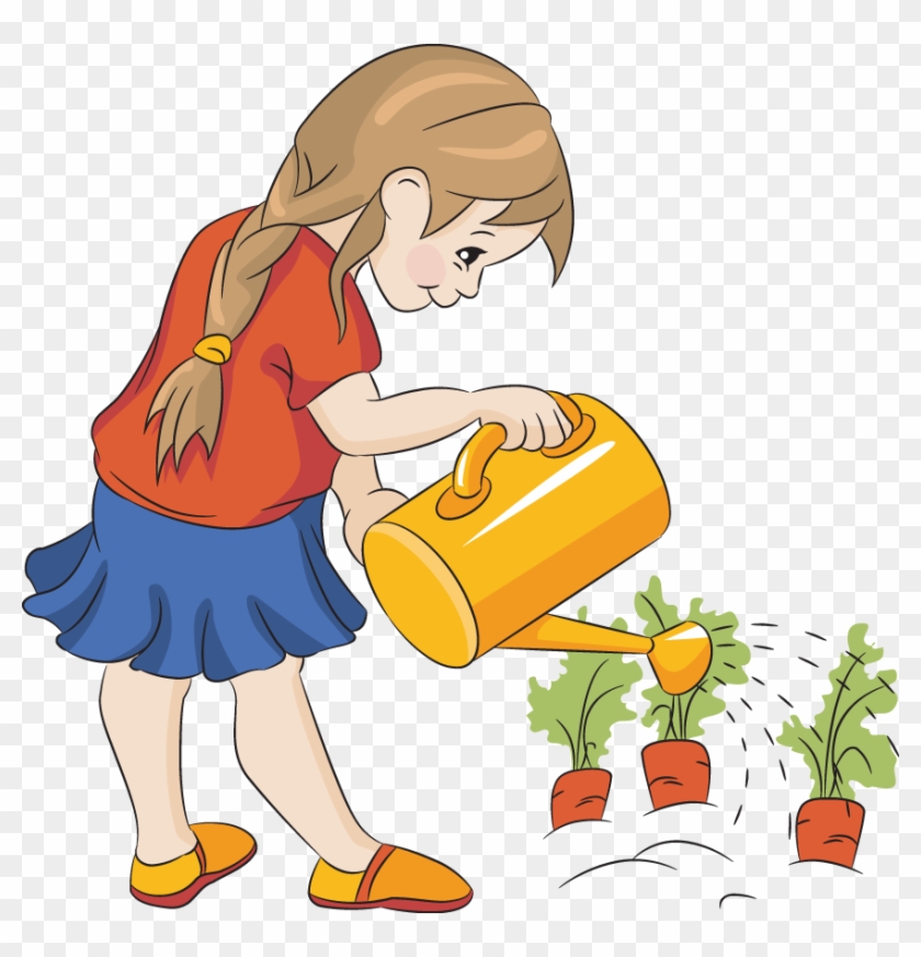 Picture Of Carrots - Watering The Plants Clipart #185297