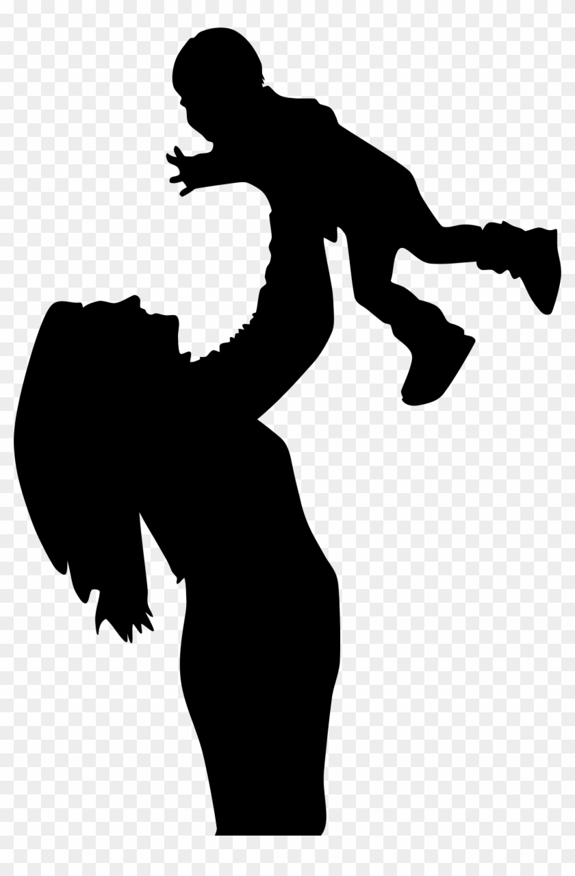 Silhouette Clipart Parent - Mom And Son Silhouette #185344