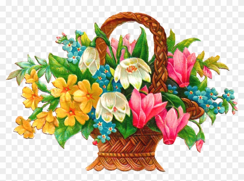 Flower Graphics Clip Art - Flower Basket Cross Stitch #185520