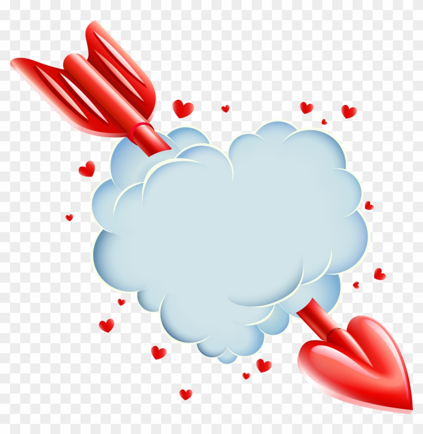 Valentine's Day Cloud Heart With Arrow Transparent - Valentine Arrow Png #186108