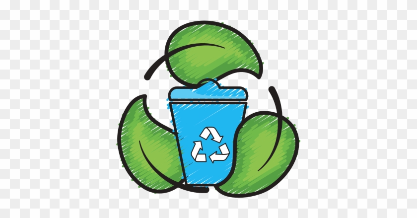 Recycle Can With Natural Leaves - Cuidado Del Medio Ambiente #1064330
