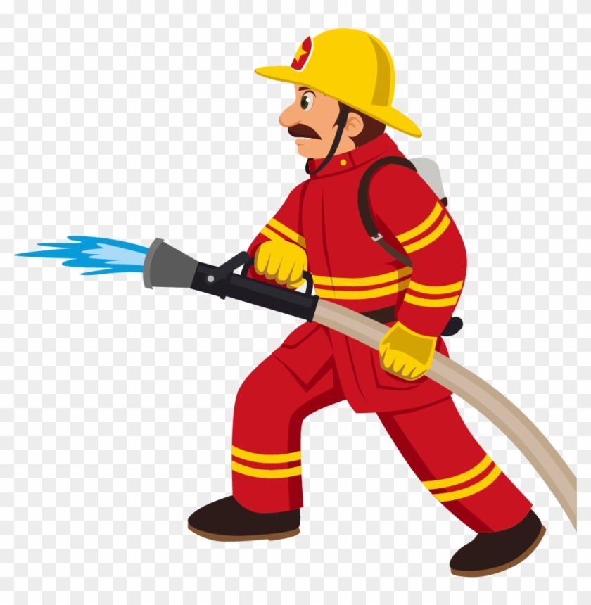 Cartoon Fireman - Firefighter Clipart #1064584