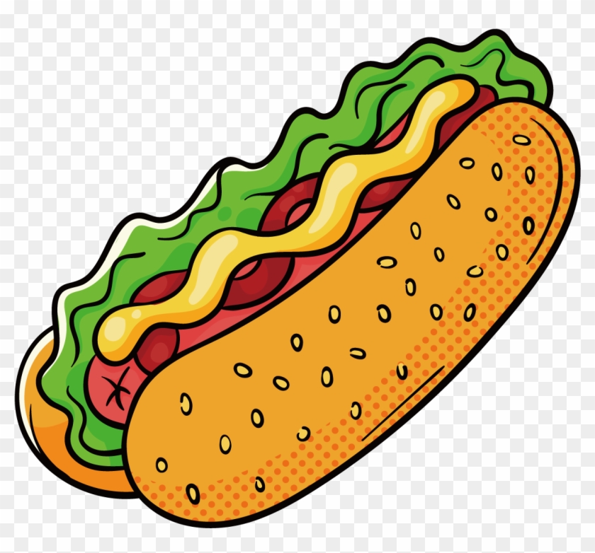 Hamburger Hot Dog Fast Food Drawing - Hot Dog Drawing Png #1065133